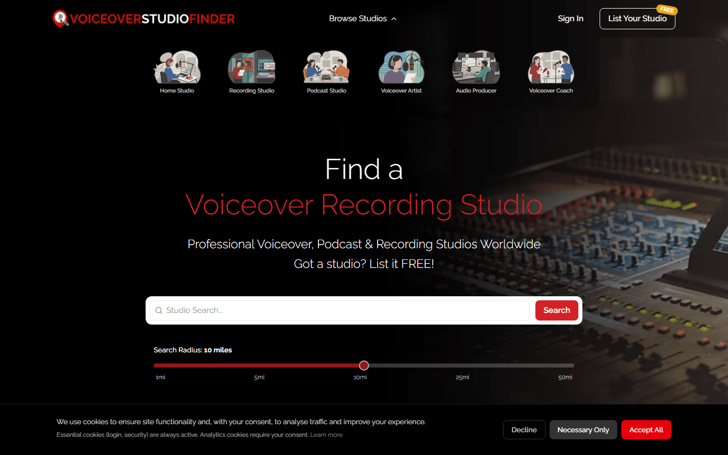 Voiceover Studio Finder screenshot